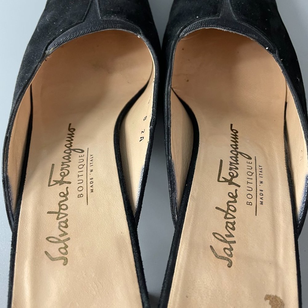 Salvatore Ferragamo Black Suede Mules/Slides, Size 8 AA - Picture 7 of 11